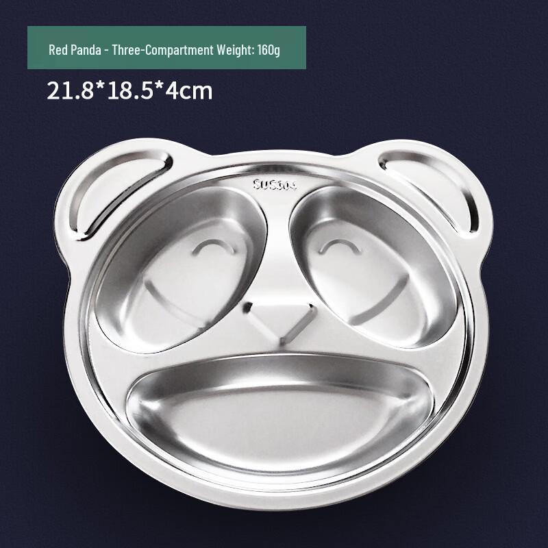 Panda Stainless Steel Divided Kids Plate