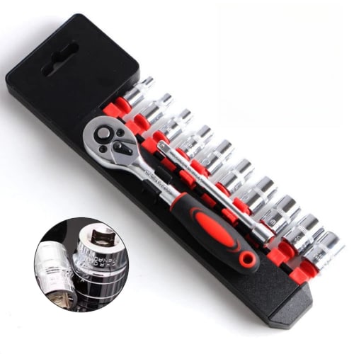 

12-Piece Socket Wrench Set with Holder, 6.35mm (1/4 ) Drive Hex Sockets, for Vehicle Maintenance and Repair, Automotive and Motorcycle