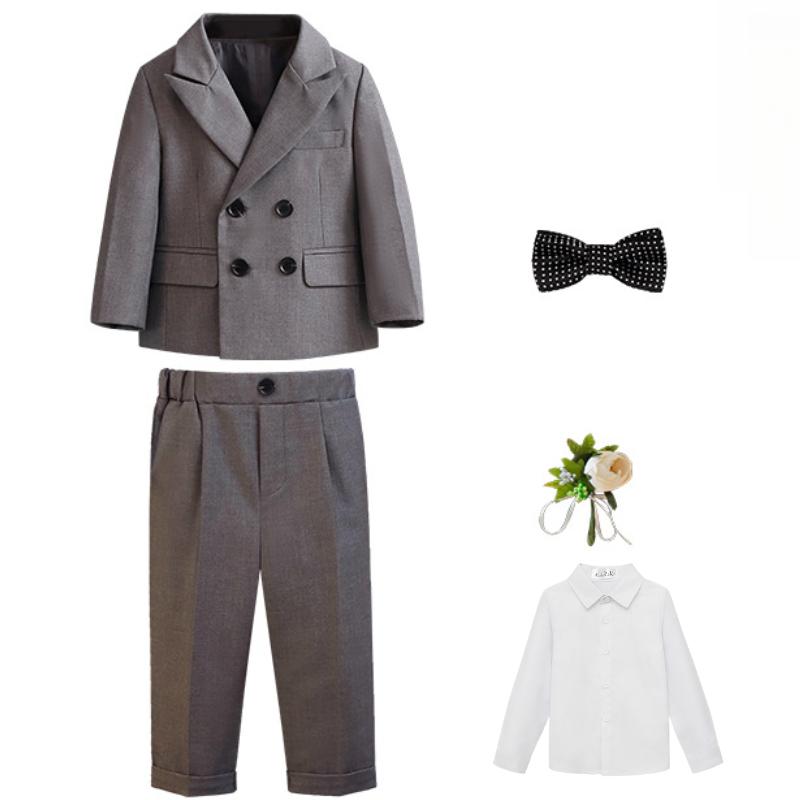 

Детский костюм, модный двубортный пиджак с пуговицами, формальный свадебный банкетный наряд для мальчика, детский костюм для игры на пианино 80cm серый