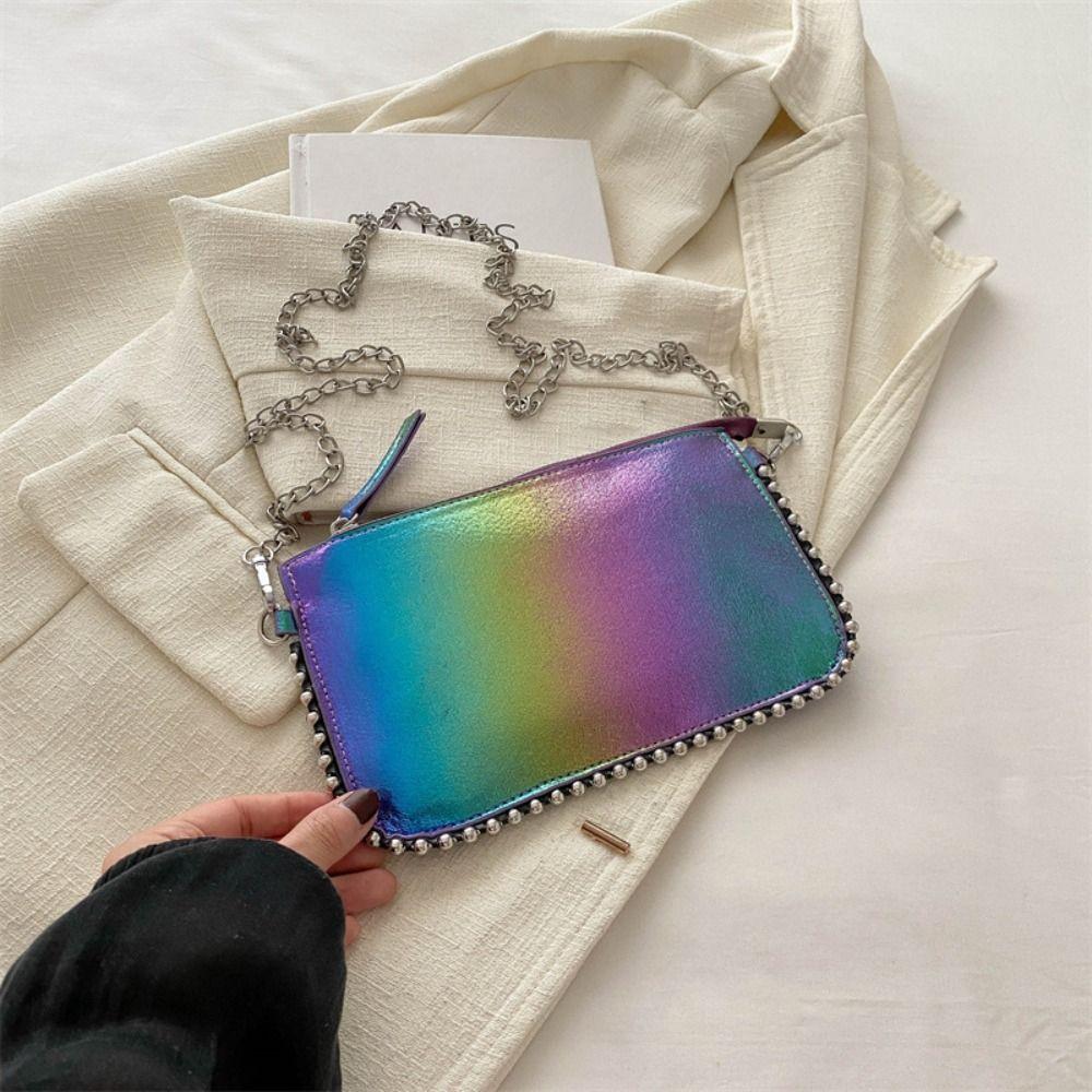 

Винтажная сумка через плечо с заклепками, роскошная корейская сумочка, уличная сумка-тоут под мышкой, для вечеринки разноцветный