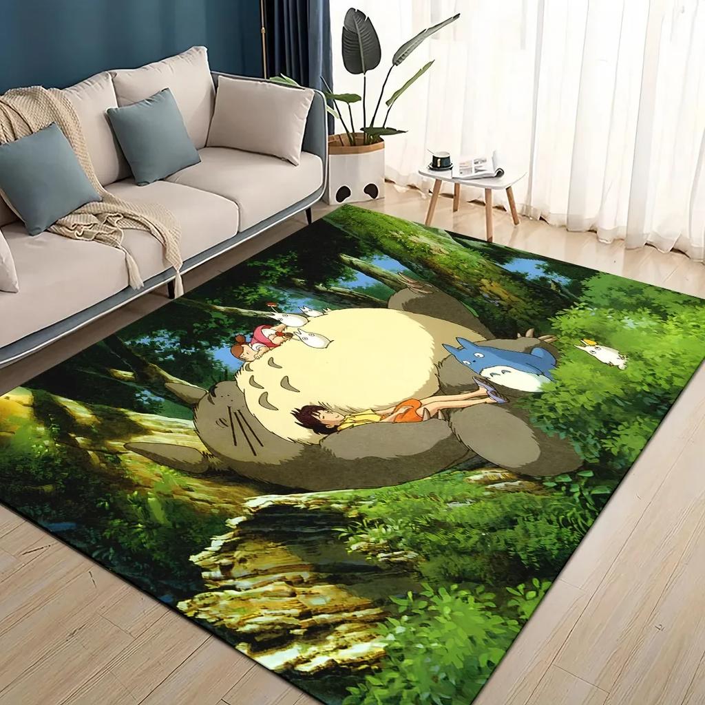 3D T-Totoros Cartoon Area Rug Large,Carpet Rug for Living Room Bedroom Sofa Doormat Decoration,kid Play Non-slip Floor Mat