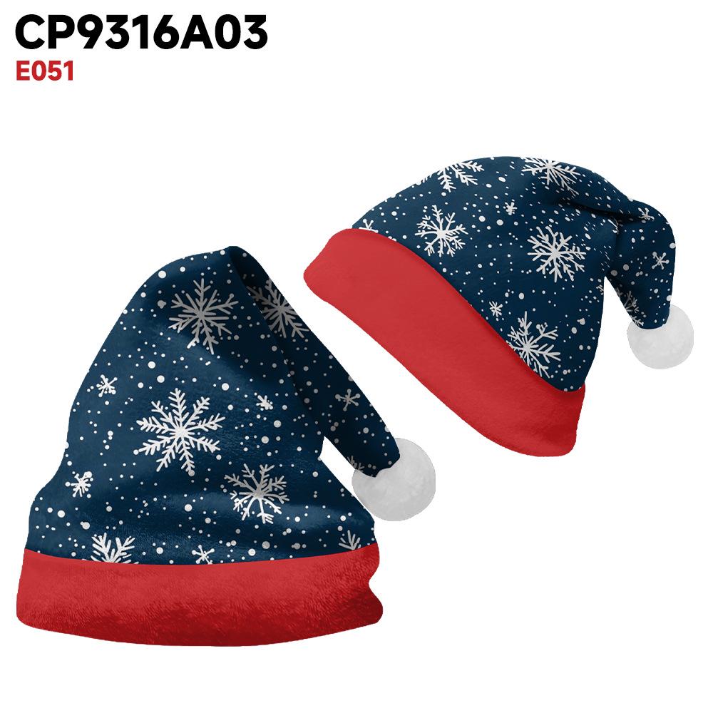 2024 Christmas Double-Sided Plush Hat with Holiday Print for Adults and Children