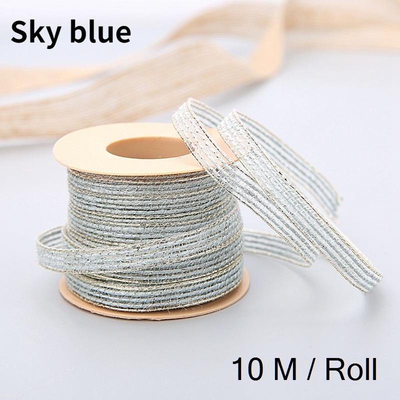 

10M/Roll Vintage Jute Burlap Hessian Ribbon with Lace Rustic Wedding Party Decoration Christmas DIY Craft Gift Packing Webbing. MINT GREEN