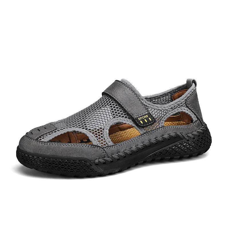 Mode Sommer Baotou Herren Atmungsaktive Sandalen Outdoor Rutschfeste Wanderschuhe Lässige Mesh Herren Sanda Bequemer Leichter Schuh Zapatos Männlich