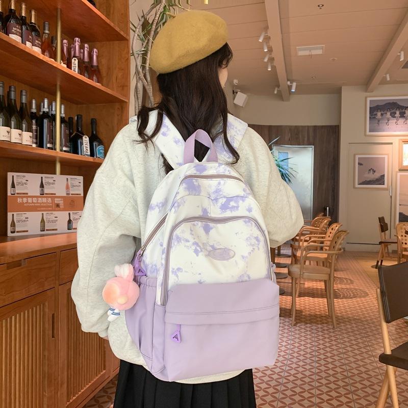School Bag Girl Junior High School Student Large Capacity High School Backpack Graffiti Cute High School College Student Casual Backpack