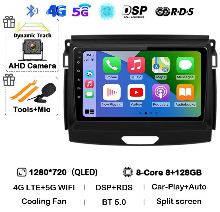 Android 14 Carplay Auto Car Radio Stereo For Ford Ranger 2015 2016 2017 2018 2019 2020 GPS Multimedia Autoradio Player Head unit