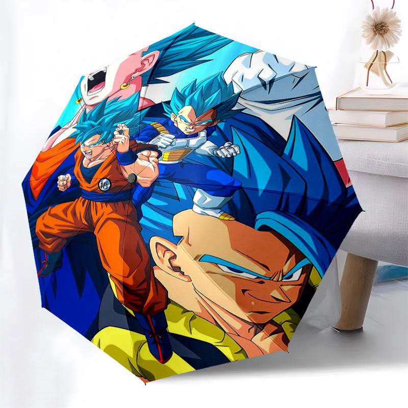 1pc Dragon Ball Z Goku Vegeta Automatic Folding Outdoor Umbrella - Portable 3-Fold Design with 8-Rib Iron Frame - Outdoor for Fans, Travelers, Da