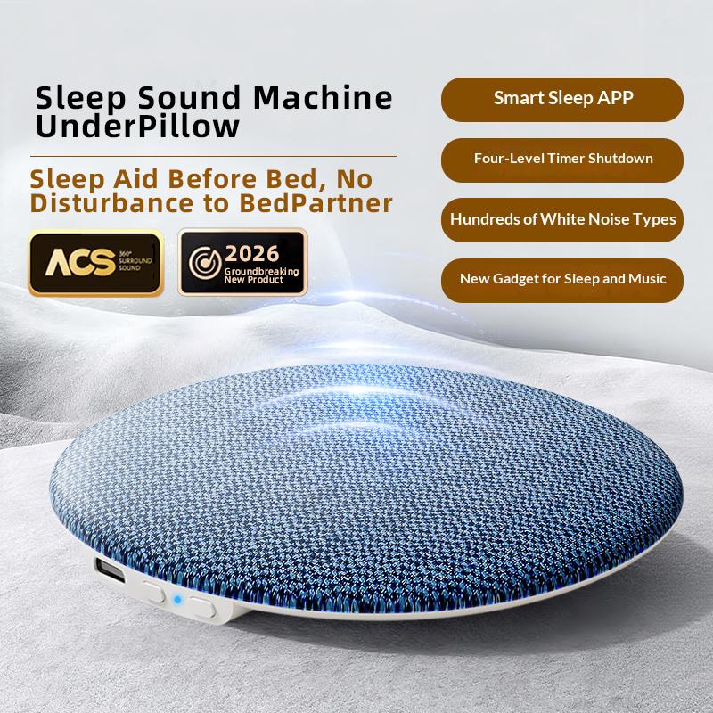 Bluetooth 6.0 Pillow Speaker for Sleeping, Ultra-Thin Under Pillow Sound Machine with White Noise HiFi Stereo Audio