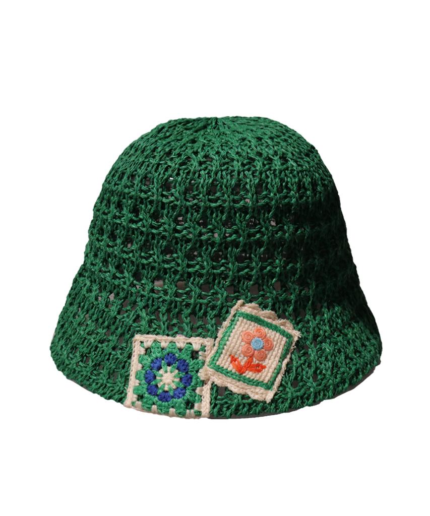 Elkebeullum Flower Net Green Bucket Hat