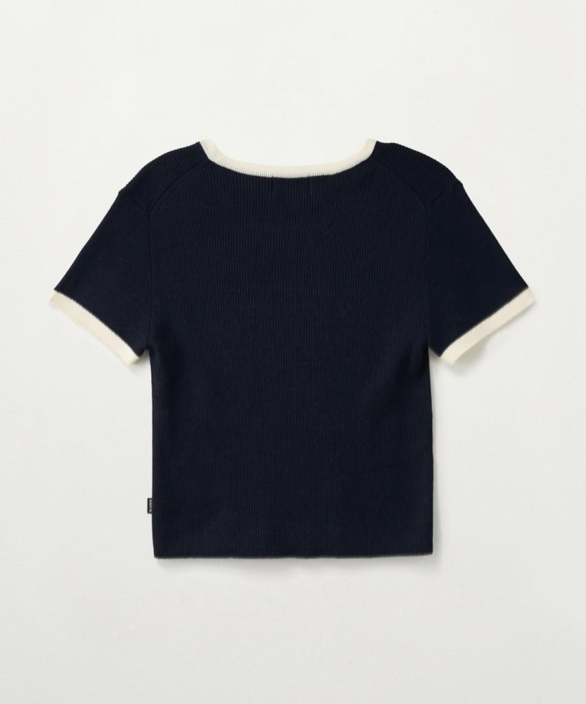 Seteo (W) Rope Logo Ringer Half Knit Navy