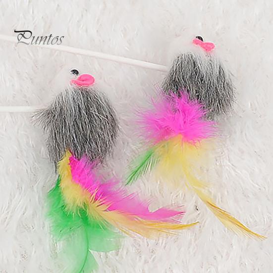 Interactive Toy Cats Teaser Feather Mouse Pet Durable Plush Rod with Sucker for Supplies Playing