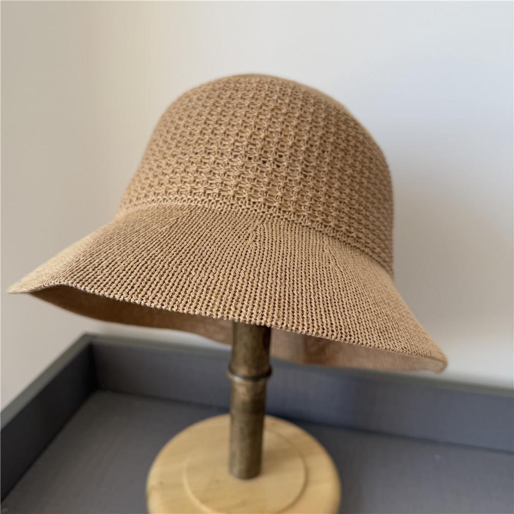 Woven Fisherman's Hat Female Summer Gentle Hollow Mesh Fashionable Elegant Basin Hat Showing Face Small Spring and Summer Hat
