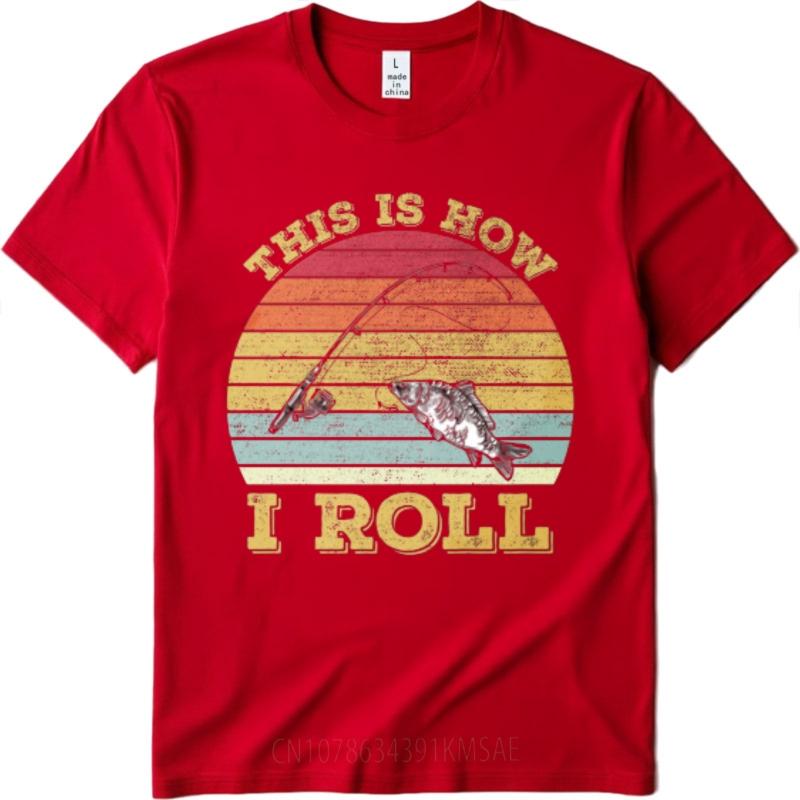 Vintage Tshirt Minimalist Tshirt Adult Unisex Oneck t shirt Streetwear This Is How I Roll Fishing Sunset Classic Man Tshirt S
