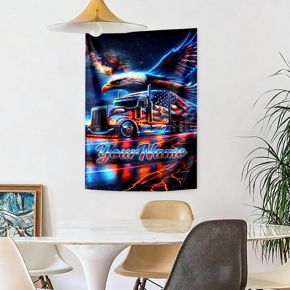 Peterbilt Heavy Trucks Custom Your Name Wall Decor Tapestry Art For Pet Memorial Birthdaywedding Party Backdrop Family Gift