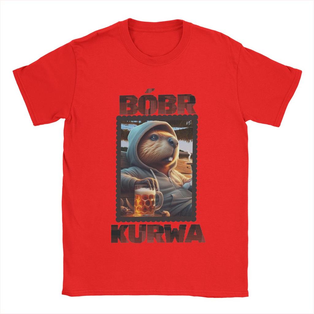 Bobr Bober Kurwa Beaver Boberek Beer And Football T-Shirts for Men Pure Cotton T Shirts Short Sleeve Tee Shirt Party Clothes