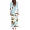 Women's Casual 3/4 Sleeve V-Neck Floral Print Maxi A-Line Beach Dress