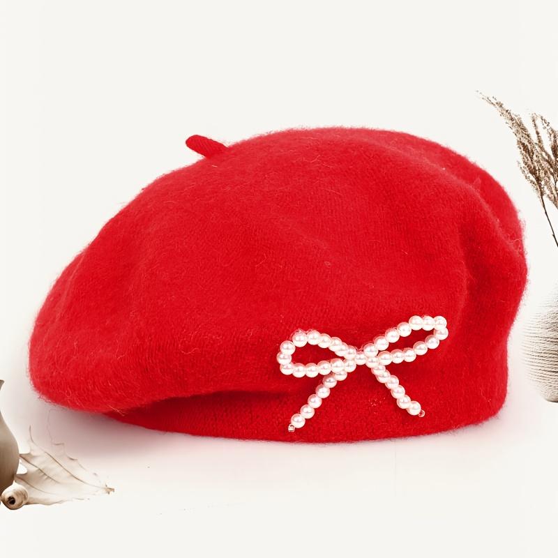 1pc Solid Color Women's New Bow Wool Beret, Suitable for Daily Use, Available in Multiple Colors