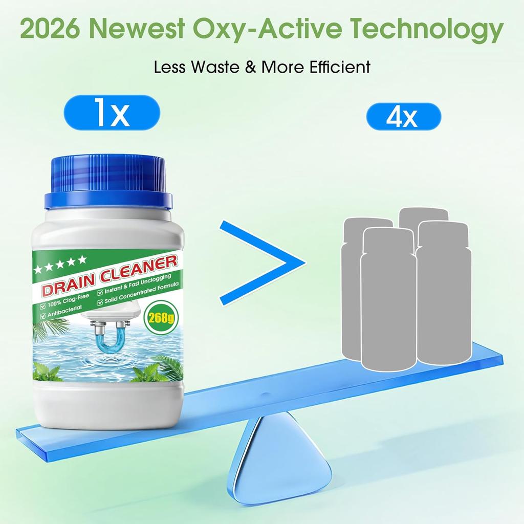 Drain Cleaner Solid Granules 268g Fast Acting Formula for Hair and Grease Clog Removal and Pipe Unclogging Safe for Household Plumbing