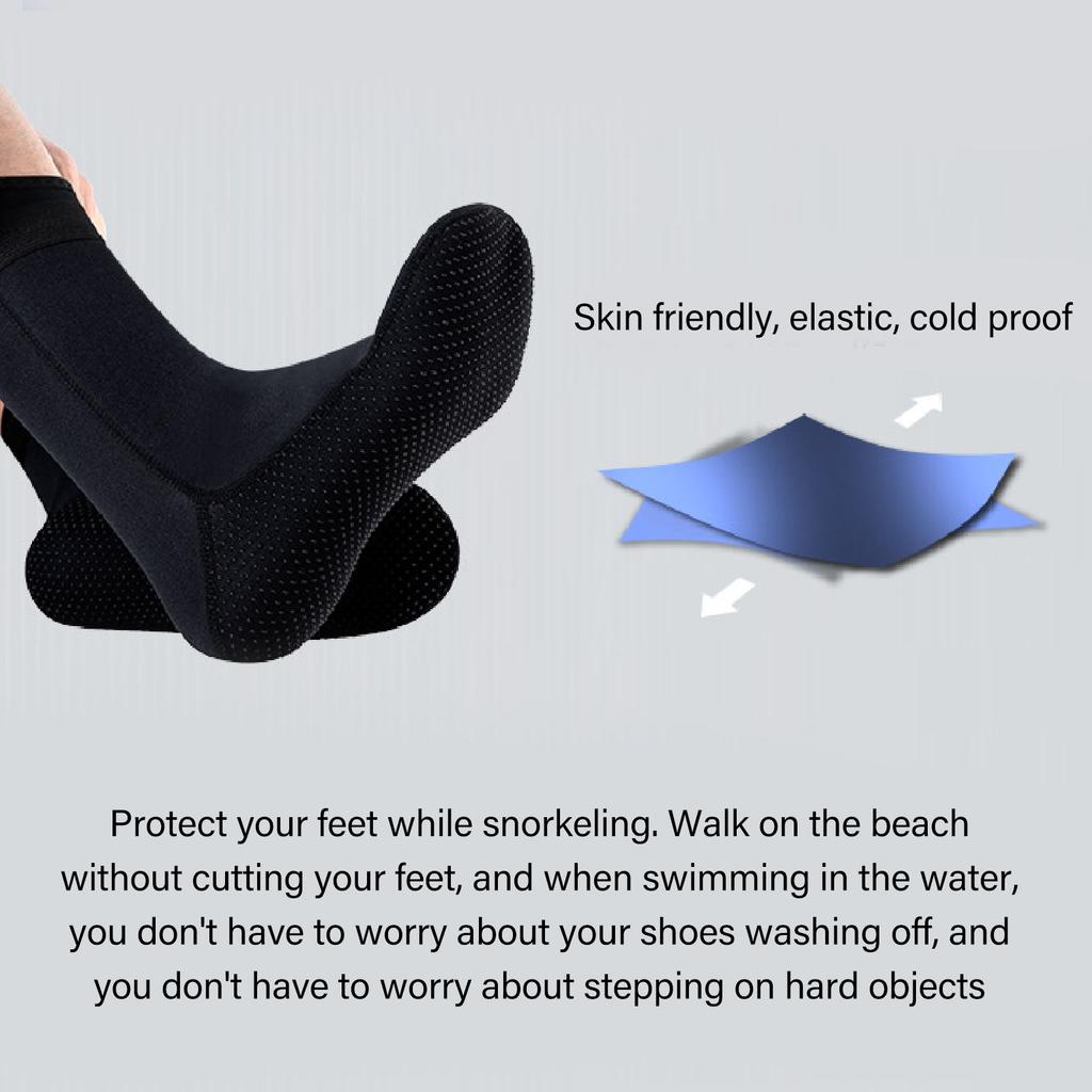3mm Neoprene Dive Socks Waterproof Breathable Stretchy Slip Resistance Diving Wetsuit Socks for Women Men L