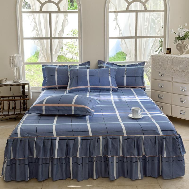 Ruffle Skirt Bedspread Home Textile Printed Bed Skirt Bedroom Coverlets Bedspreads Sheets Dust Cover Bedding 3PCS/Set