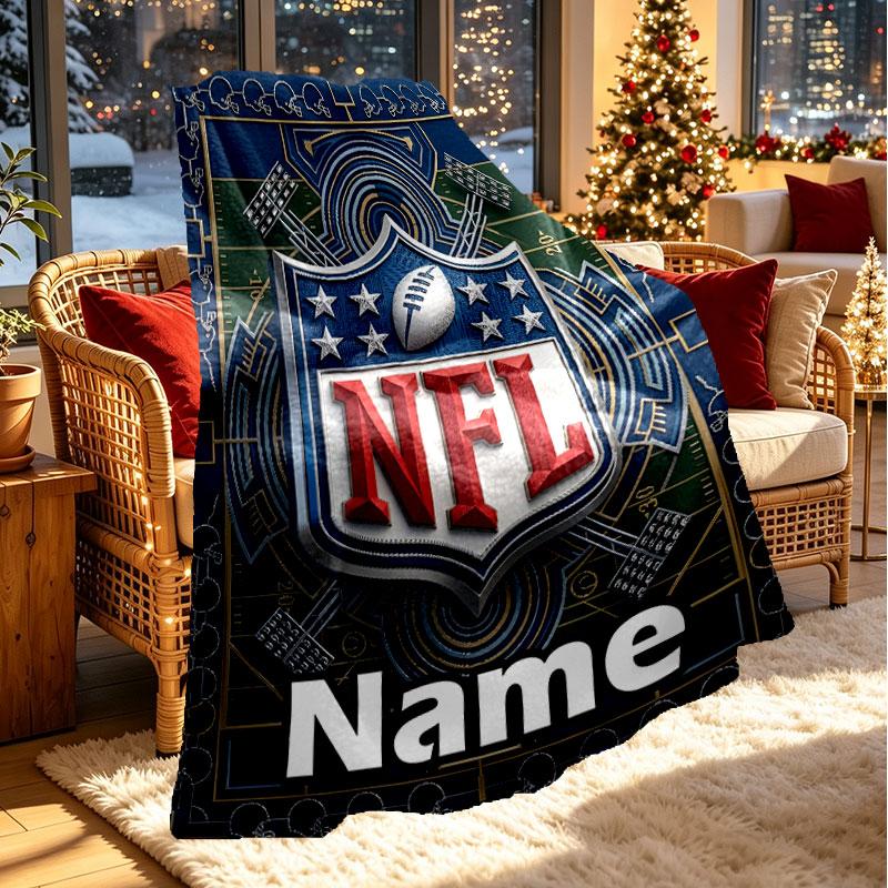 Custom Name Personalized NFL Print Blanket, Home Decor, Bedroom, Sofa, Camping, Couch, Gifts for Birthday Christmas