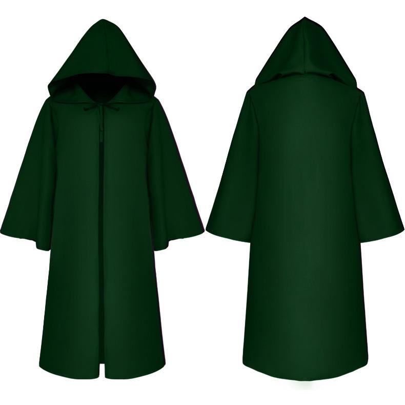 Medieval Wizard Hooded Cloak: Five Colors, Long Sleeve Cape, Halloween Grim Reaper Costume