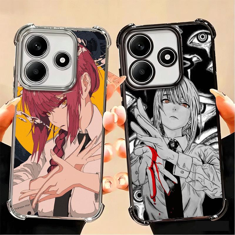 Anime Charakter Makima CSM Vergoldetes Handyhülle Für Xiaomi Poco X5 X6 X7 X8 Pro Max F8 Ultra F7 M8 M7 M5S Redmi 15C 15 14C 13C 13