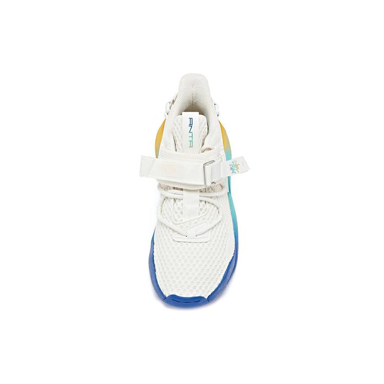 New Anta Bastard Peak Cushioned Wear Resistant Slip Resistant Breathable Low Top Chunky Sneakers Men's White Blue Yellow 112028085-3