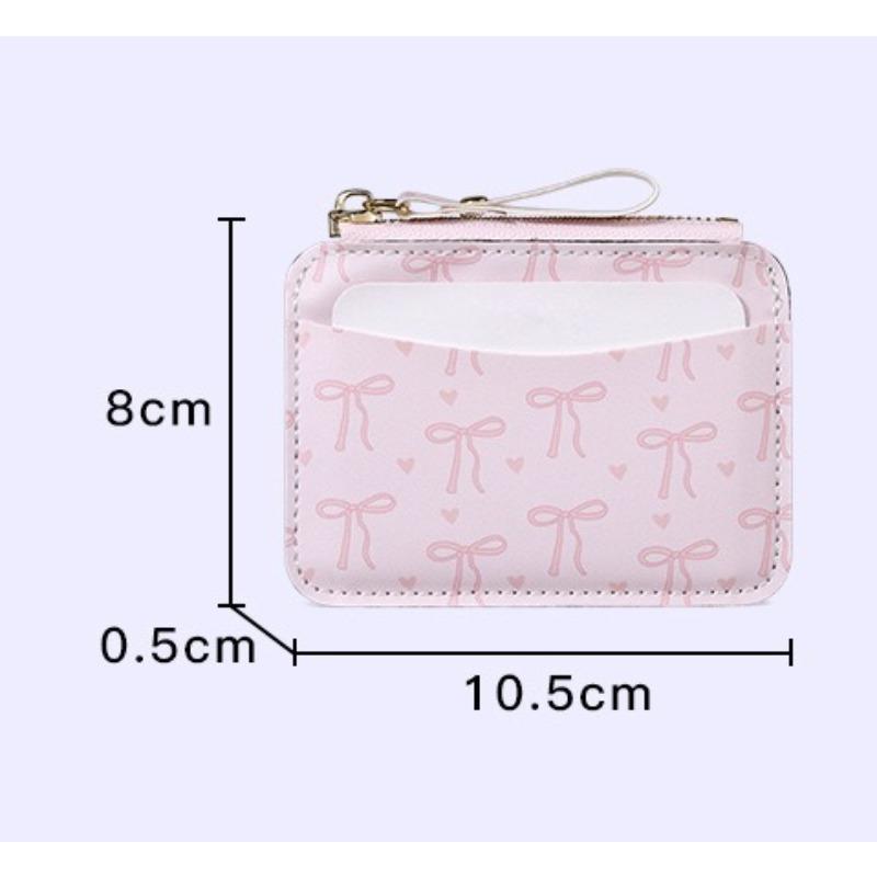 Bow Card Bag Small Card Bag Women's Card Cover Anti-degaussing Zipper Change Bag