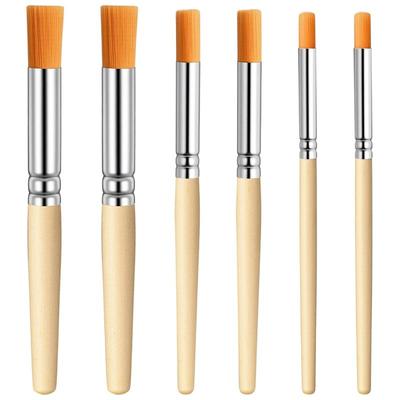 ABMH-For Acrylic, Oil Watercolor, DIY Crafts Compatible 6Pcs Natural Bristle Stencil Brush Set In 3 Sizes