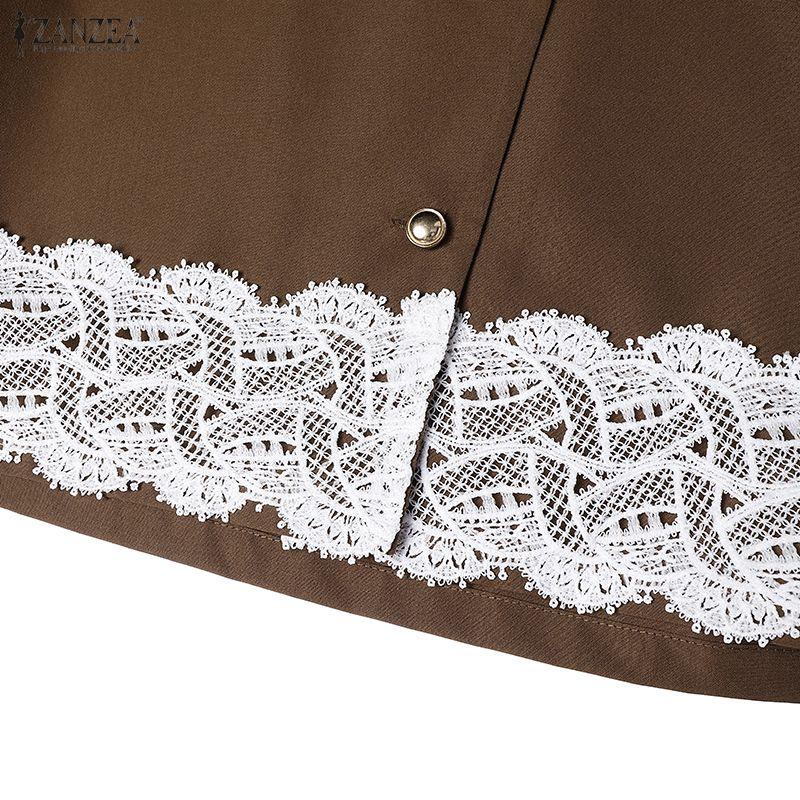 ZANZEA Women Short Sleeve Lace Splice Blouse and Long Skirts Summer Two Piece Suit Sets