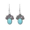 Ethnic Vintage Blue Beads Waterdrop Round Earrings for Women Boho Creative Geometric Silver Color Dangle Earrings Jhumka Jewelry