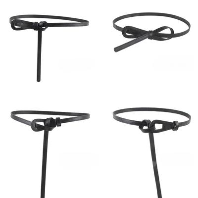 Tenké vázané opasky pro ženy, opasek, dámský pas, měkký kožený pas, jednobarevný popruh, šaty, kabát, luxusní doplňky