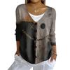 Women's Fashion Casual Knit Sweater Button-Up Halloween Printed  Cardigan Jacket