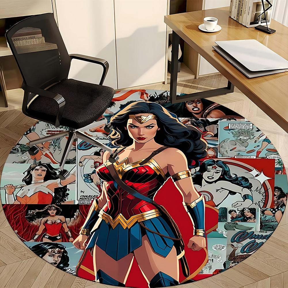 1pc Wonder Woman Comic Office Round Area Rug, Under Office Chairs Bedroom Living Room Home Decor, Room Deco, Available In Various Sizes