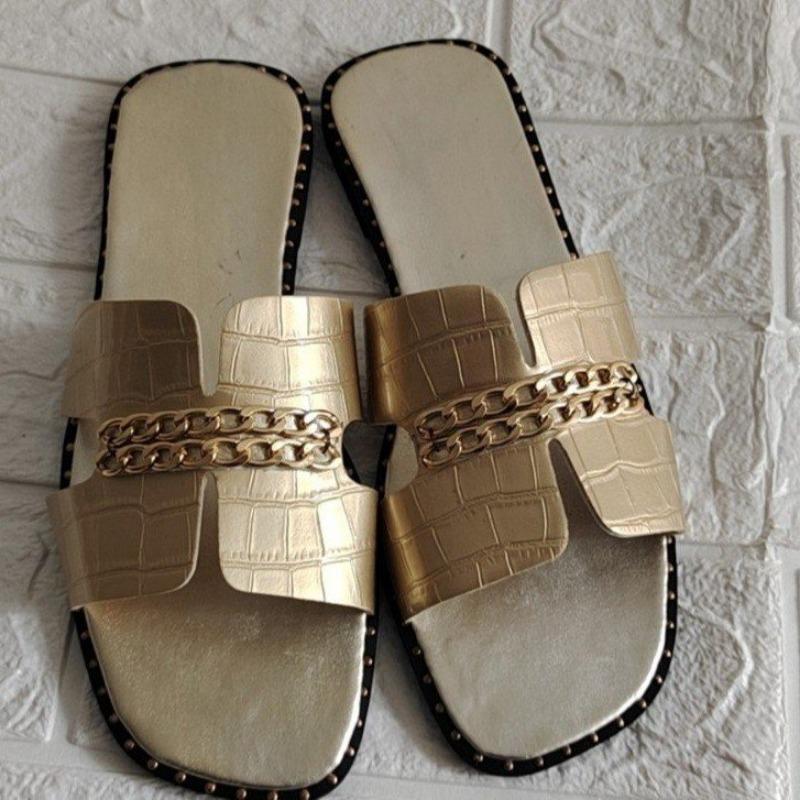 New Summer Women's Slippers Open Toe Flat Bottom Fashion Sexy Solid Color Summer Women's Slippers Zapatillas De Mujer