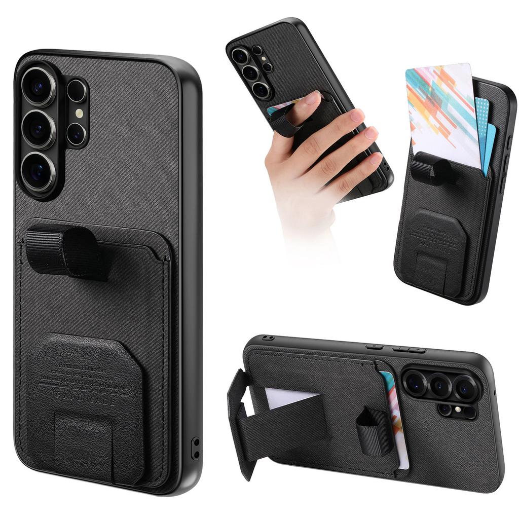 Luxury Wristband Holder Card Slot Phone Case For Samsung S26 Ultra S25 Plus S24 A36 A56 A17 A07 Stand Adjustable Anti Drop Cover
