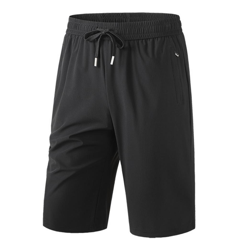 Men Loose Fit Lightweight Breathable Quick Dry Sports Capri Shorts with Elastic Waistband and Zipper Pockets for Outdoor Activities