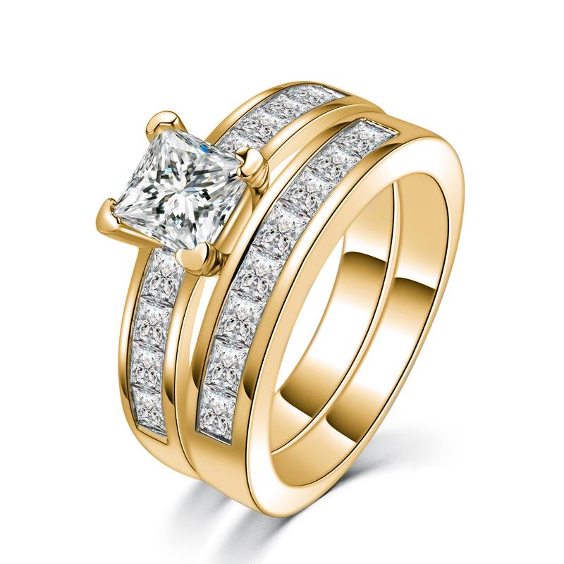 

2 в 1 Мода Женщины Белое кольцо Набор Свадебная помолвка