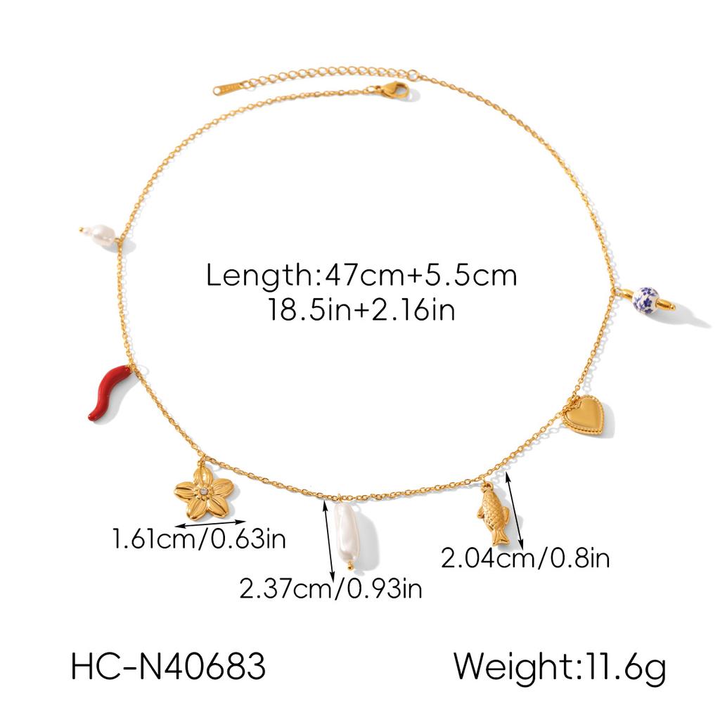 Niche high-end ceramic heart starfish necklace, Western style DIY jewelry, titanium steel accessories for women