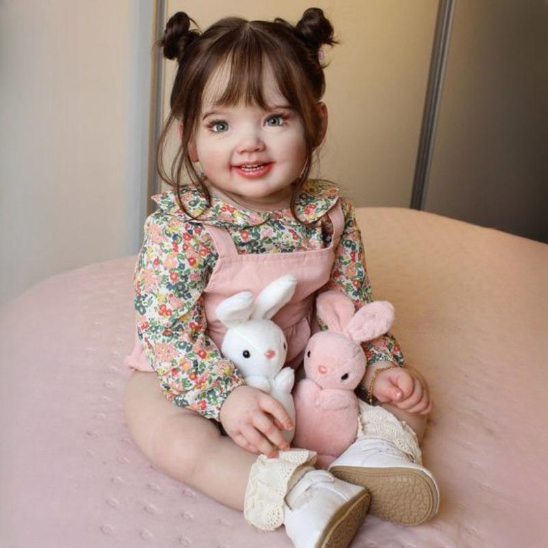 Cute Smiling Finished Reborn Girl Doll Toddler Playmate Toy 70cm Huge Cloth Body Simulation Baby Doll Cammi Children's Day Surprise Present