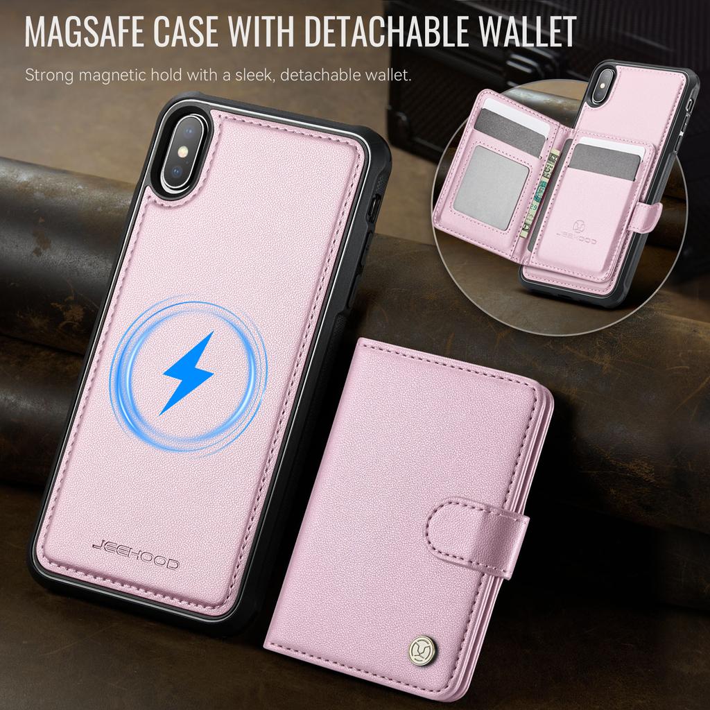 For iPhone XS 5.8 inch/iPhone X Case JEEHOOD J09 RFID Blocking Card Holder Leather Back Phone Cover Compatible with MagSafe