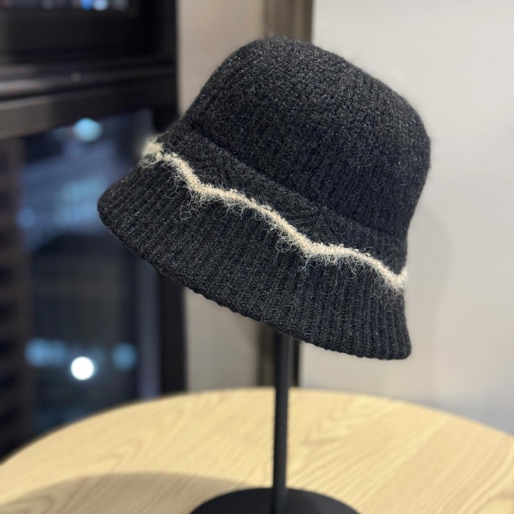 Knitted Fisherman Hat for Women in Autumn and Winter Simple and Versatile Small Basin Hat Cold Proof and Warm Bucket Hat
