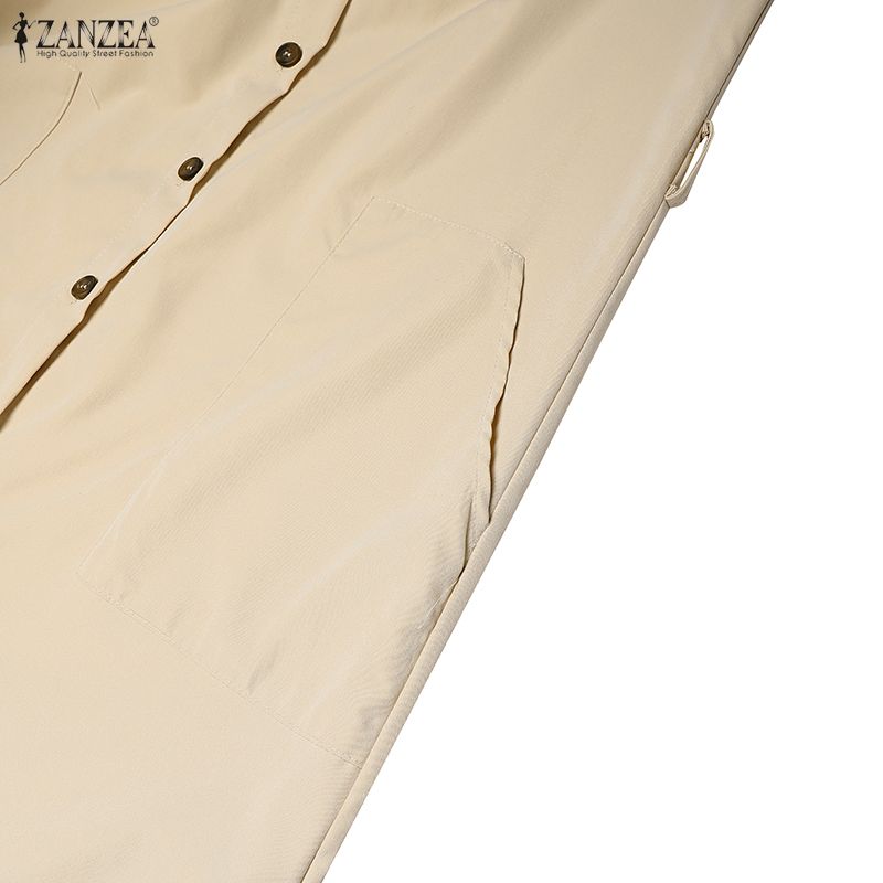 ZANZEA Abito camicia casual da donna a maniche corte con colletto rovesciato