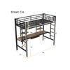 Lit mezzanine - MUVOE - 90x200 cm - Métal noir - Bureau et étagères inclus - Sécurisé EN747