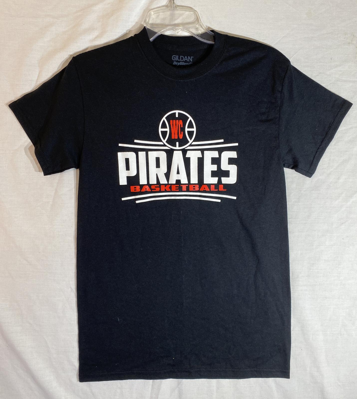 West Carrollton Basketball S T Shirt Pirates Black T-Shirt WC Gildan DryBlend L