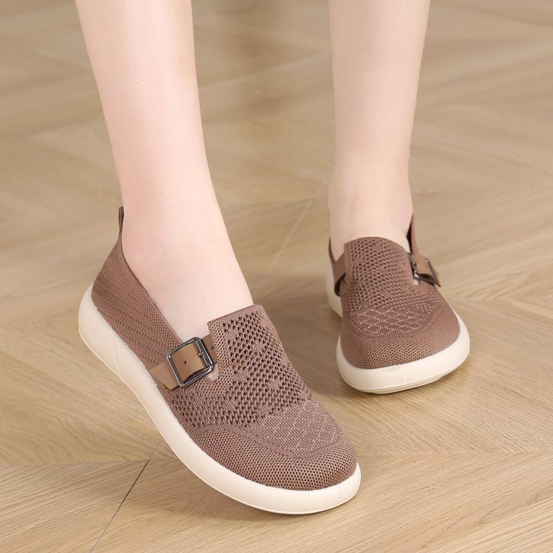 Cloth shoes women's single shoes flying woven surface comfortable and breathable leap month mother shoes platform bottomBoken medium grandmother shoes