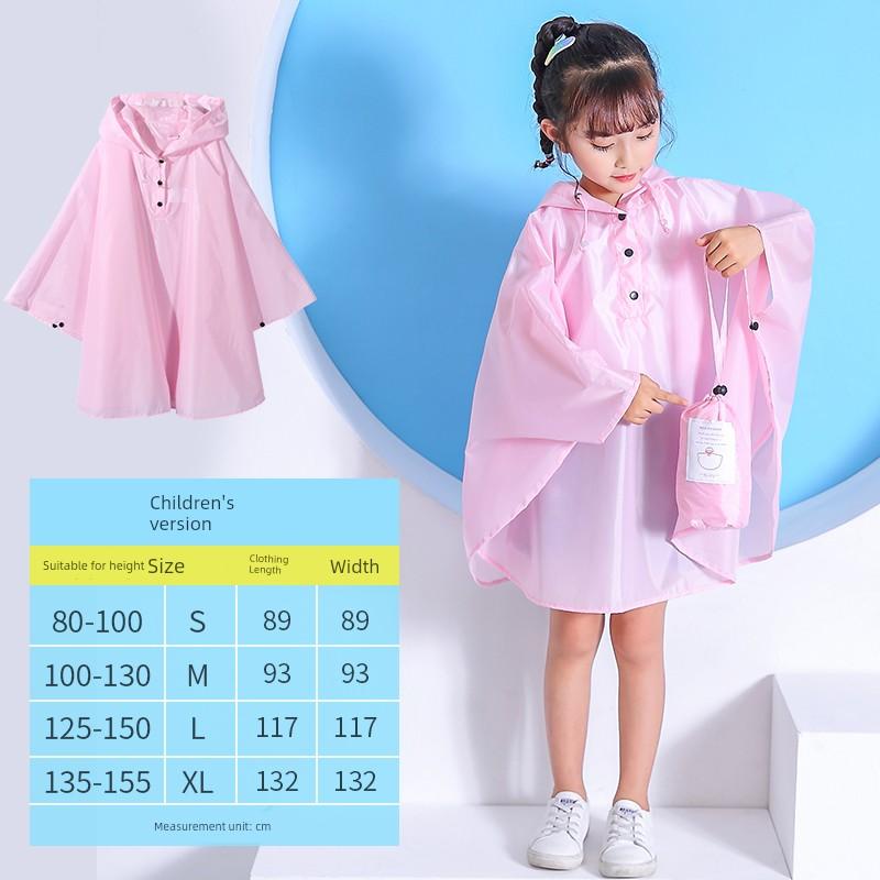 Children's Cloak Plus Size Raincoat Can Be Backpack Boy Girl Baby Fashion Cute Student Children Playing with Water Poncho
