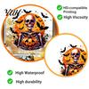 Halloween Window Clings Static Clings, Watercolor Pumpkin Ghost Skull Decals, No Removable Glass Decorations Glue Stickers for Living Room Store Front