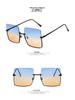 Metal Cut-Edge Semi-Rimless Oversized Square Sunglasses - 2021 Retro Style for Women's Round Faces, Celebrity-Favored.